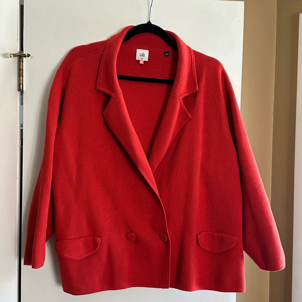 CAbi Red Sweater Blazer XXL Knit Jacket Business Casual Statement